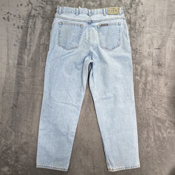 Vintage H.I.S. 90s Y2K Straight Jeans Men's Size 36x30 Light Blue Denim - Picture 2 of 10